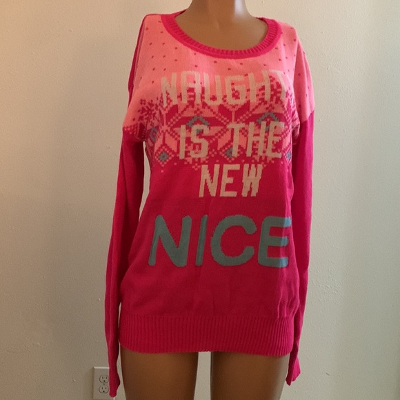 Lightweight Crew Neck Long Sleeve Knit Top “!Naughty is the New Nice” - Picture 10 of 17